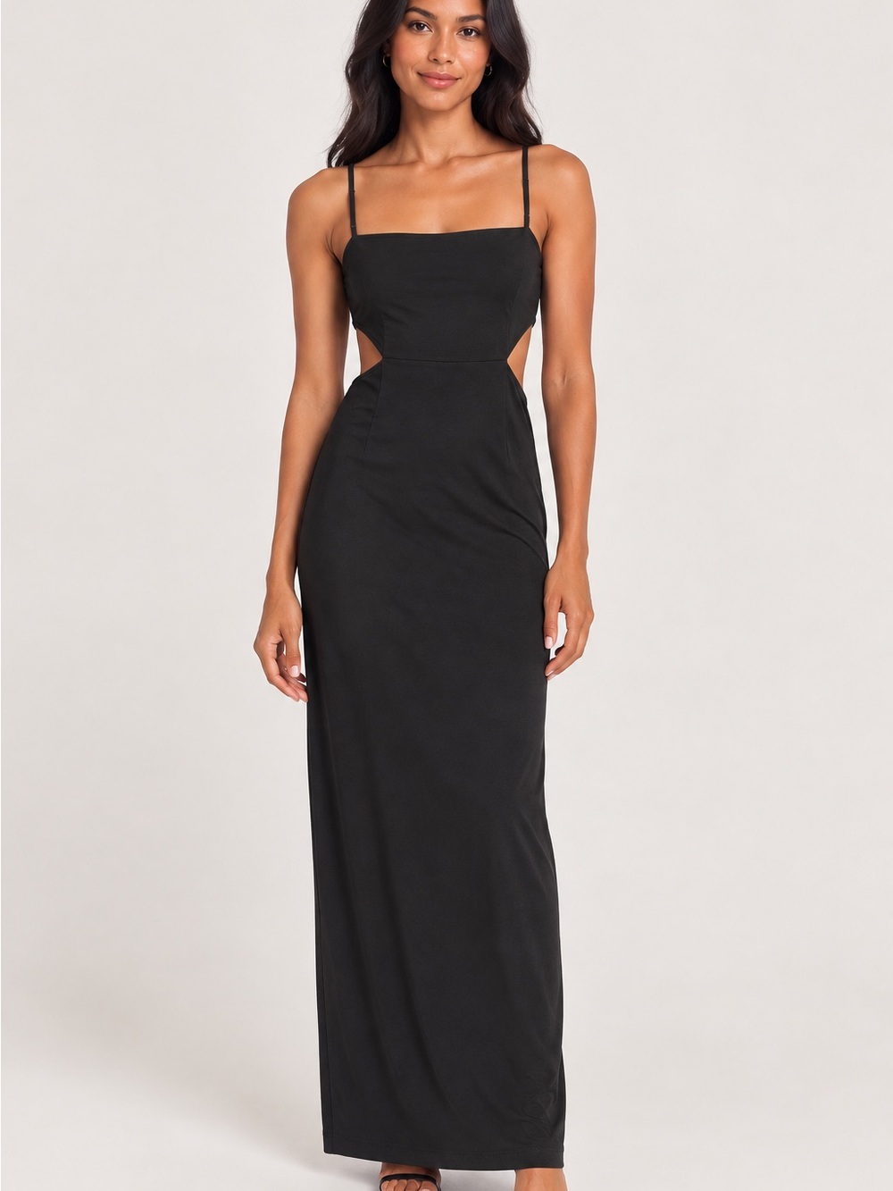 Good American Black Side Cutout Maxi Dress Size 3